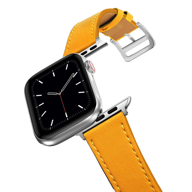 Suitable For Apple Apple Watch8 Hermes Leather Watch Strap Iwatch7 Business Microfiber Leather Strap