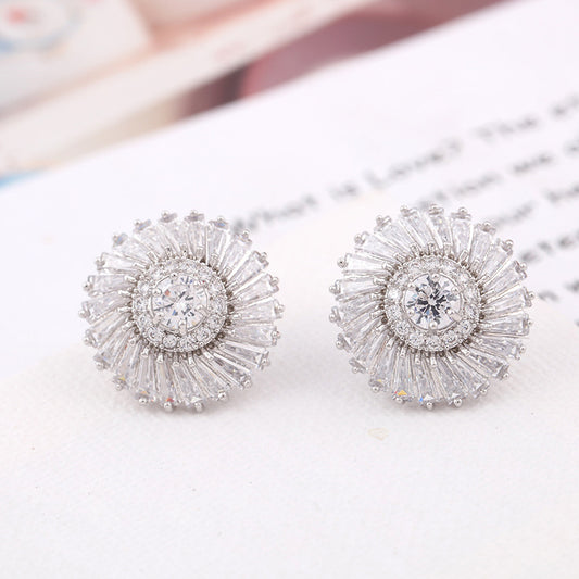 Explosive Style Exquisite Korean Fashion Beautiful Geometric Round Inlaid Zircon