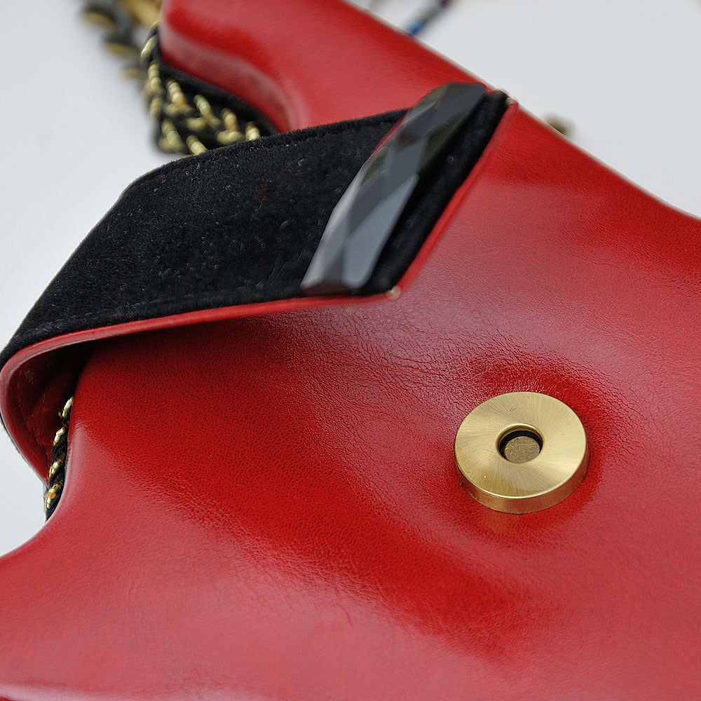 Women's Bag Guitar Styling Bag 2021 Retro Casual Handmade Beaded Chain Small Bag Shoulder Diagonal Bag