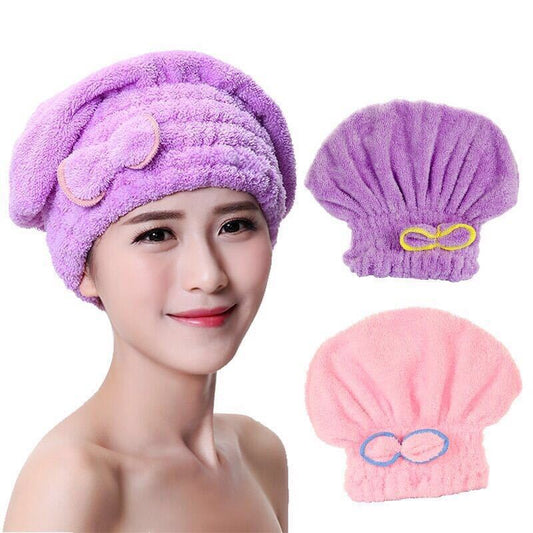 High density coral fleece microfiber shower cap