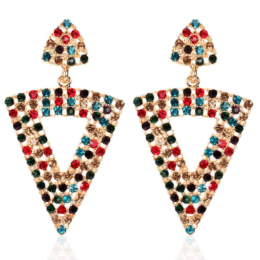 Cross-border Direct Supply European And American New Style Rhinestone Earrings Triangle Earrings Rhinestone Earrings F4020