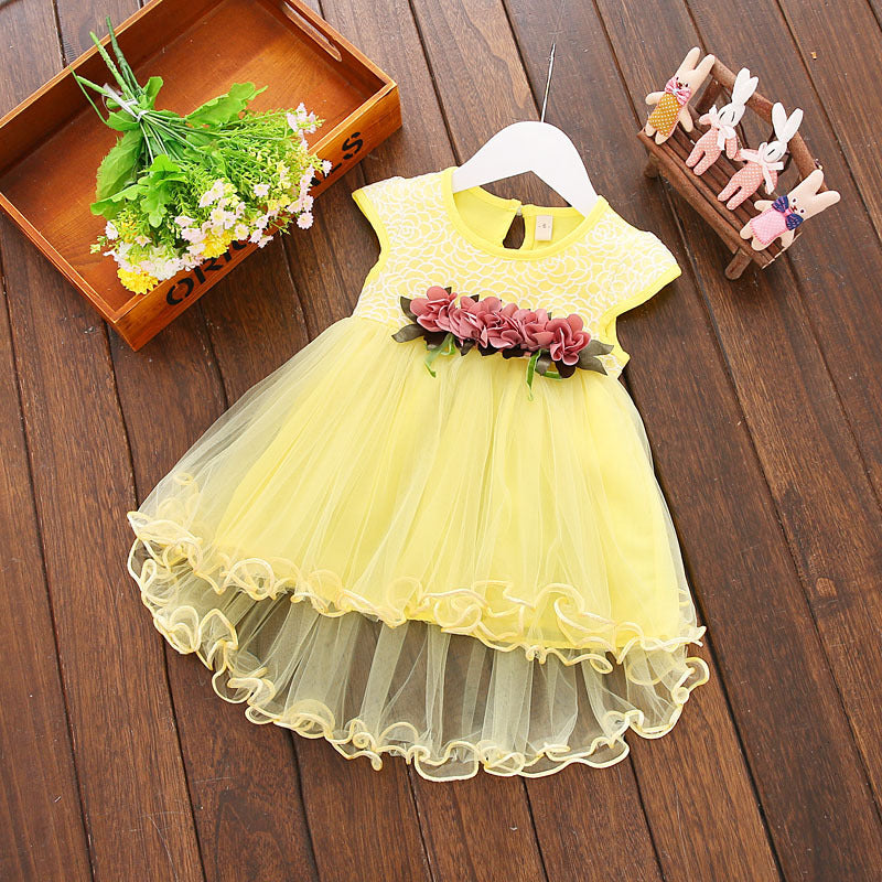 Girls' Skirt Cotton Skirt Solid Color Four Flower Dress