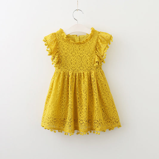 New Brands Dresses Tassel Hollow Out Design Princess Dress Kids Clothes