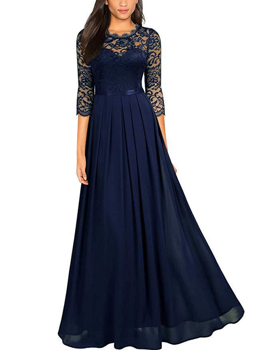 Dress Chiffon Stitching Lace Long Dress Bridesmaid Evening Dress