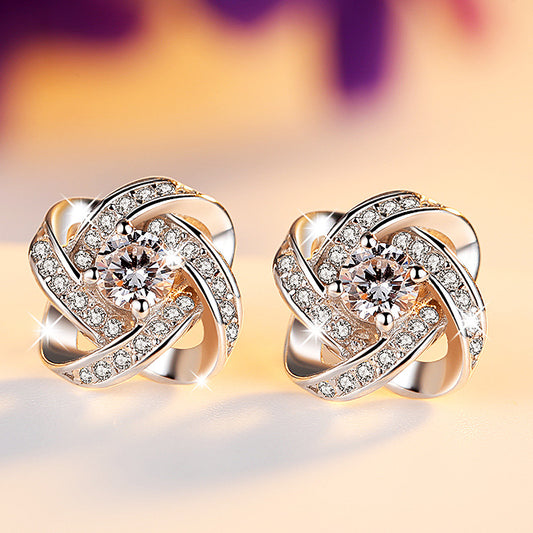 S925 Sterling Silver Stud Earrings with Diamond Stud Earrings