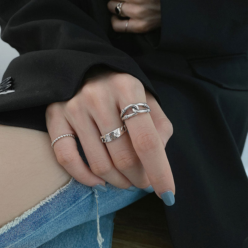 Ins Trend Retro Ring Ring Female Thai Silver Cold Wind Chain Simple Fashion 2022 New Korean Jewelry