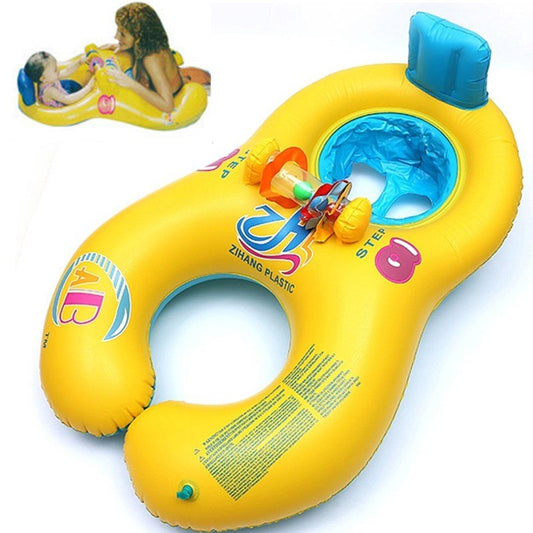 Parent-child swim ring green material mother and child double swimming ring multi-pattern optional children swim ring