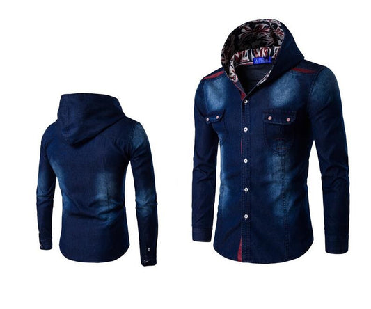 HOODED DENIM SHIRT