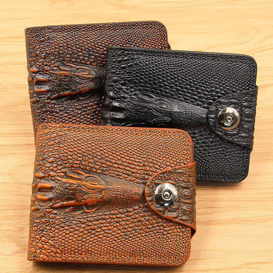 Factory Direct Supply Crocodile Pattern Men's Wallet Magnetic Buckle Wallet Cheap Coin Purse Ten Yuan Shop Source