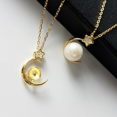 Star Moon Pendant Pearl Clavicle