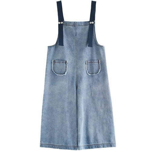 Loose denim overalls