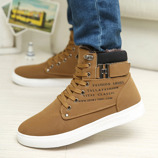 DEKABR 2021 Hot Men Shoes Fashion Warm Fur Winter Men Boots Autumn Leather Footwear For Man New High Top Canvas Casual Shoes Men