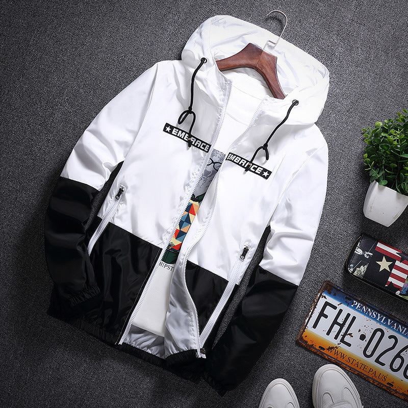 Men's jacket spring and autumn thin coat student self-cultivation clothes handsome hooded jacket