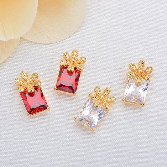 New Diy Earrings Pendants Stock Exquisite Copper Inlaid Zircon Small Pendants Copper Plated Real Gold Small Pendant Earrings Accessories