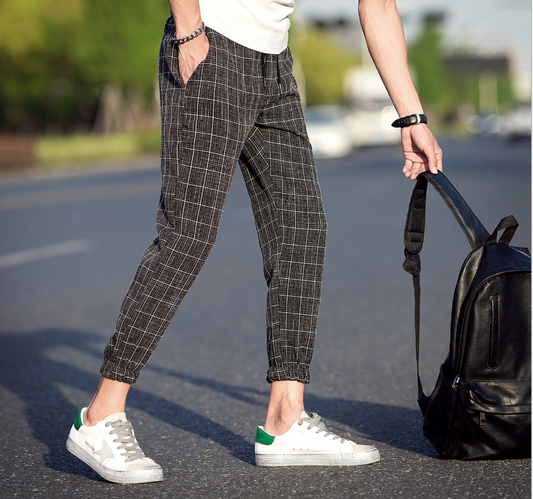 Plaid linen pants