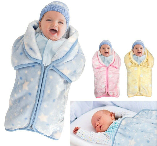 Baby Swaddle Wrap Baby Sleeping Bag Sack Infant Fleece Blanket 2 IN 1 Adjustable