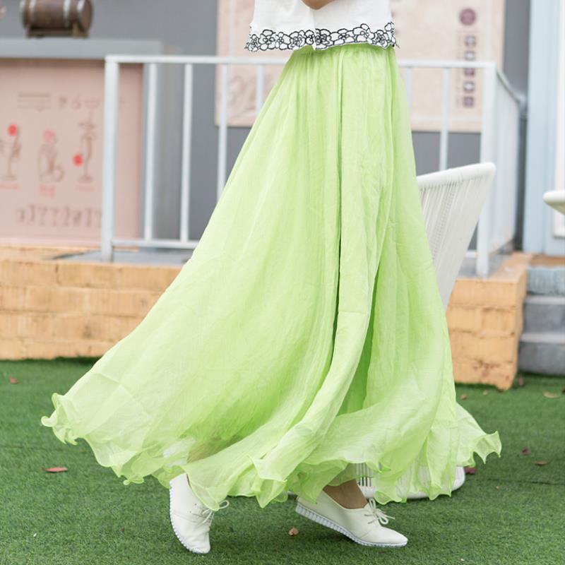 Maxi Long Tulle Chiffon Skirts Women Elastic High Waist Floor Length Elegant Girls Juniors Prom Party Saias Jupe Clothes Faldas