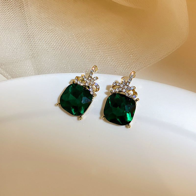 925 Silver Post Vintage Geometric Emerald Earrings Collection