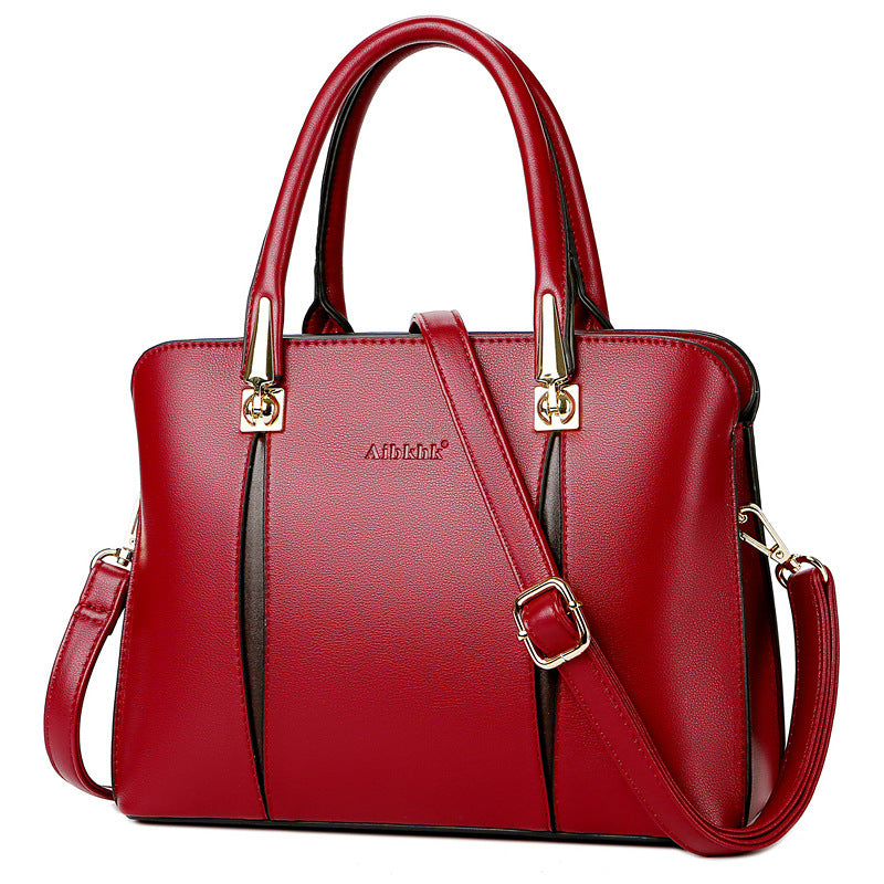 S9239 Simple European Style Female Bag Fine Grain Stereotyped Handbag Fashion Middle-aged Mother Bag Shoulder Bag