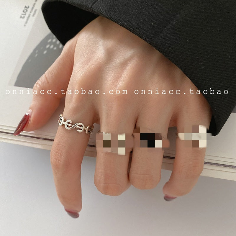 Ins Trend Retro Ring Ring Female Thai Silver Cold Wind Chain Simple Fashion 2022 New Korean Jewelry