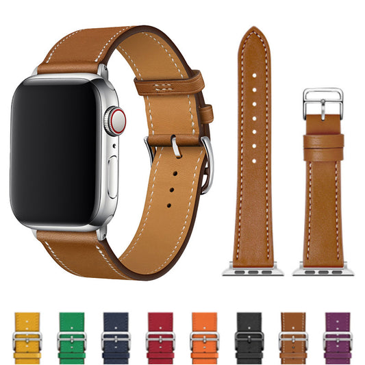 Suitable For Apple Apple Watch8 Hermes Leather Watch Strap Iwatch7 Business Microfiber Leather Strap