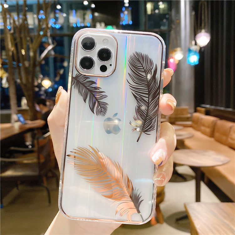 Aurora Feather Suitable For Apple 13 Mobile Phone Case IPhone 11 Gradient Color New 12Pro Max Foreign Trade New Style