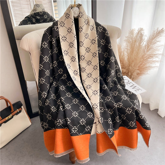 Autumn And Winter New Double-sided Cashmere Scarf Women's Thickened Warm Office Shawl Versatile Simple Business Cold-proof Shawl