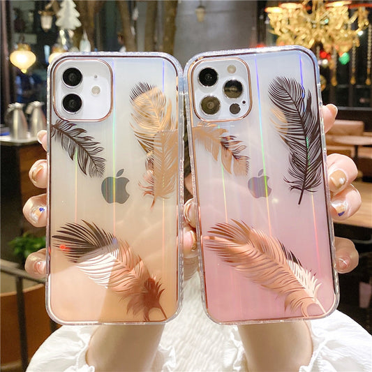 Aurora Feather Suitable For Apple 13 Mobile Phone Case IPhone 11 Gradient Color New 12Pro Max Foreign Trade New Style