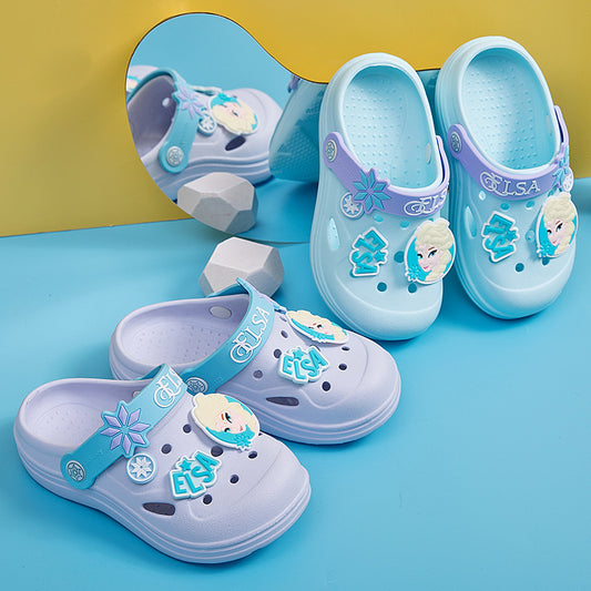 Disney Frozen Children's Hole Shoes Baby Indoor Home Non-slip Princess Aisha Cartoon Beach Shoes E