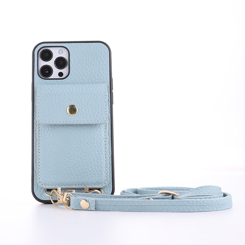 Cross-border Special Fashion Mobile Phone Bag Suitable For Iphone 12promax Mobile Phone Shell Leather Portable Change Card Bag