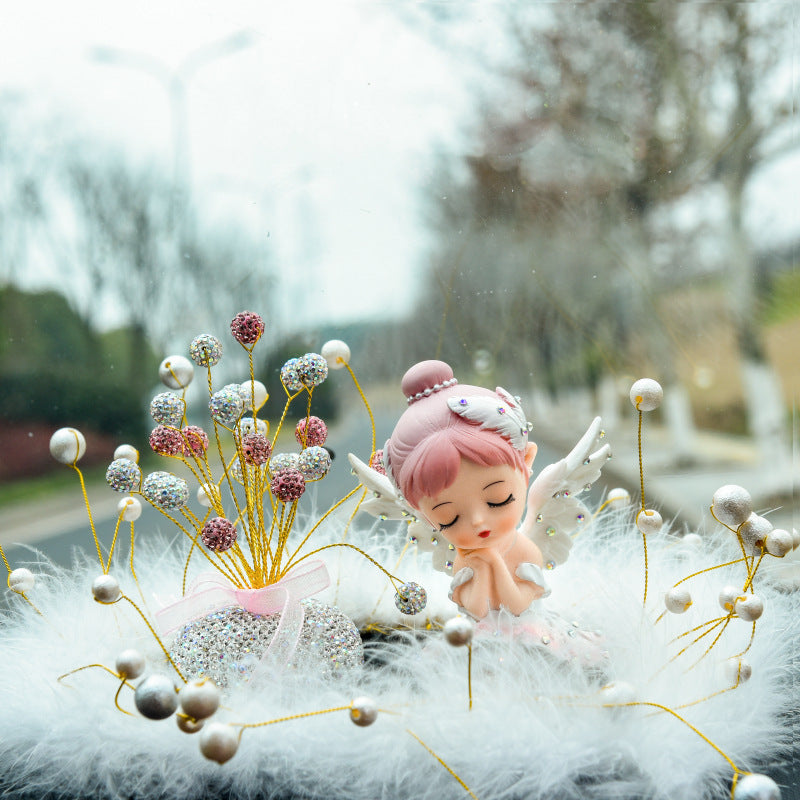 Car Ornaments Ballet Girl Feather Anti-skid Pad Car Ornaments Net Red Cute Car Interior Decoration Anti-skid Pad