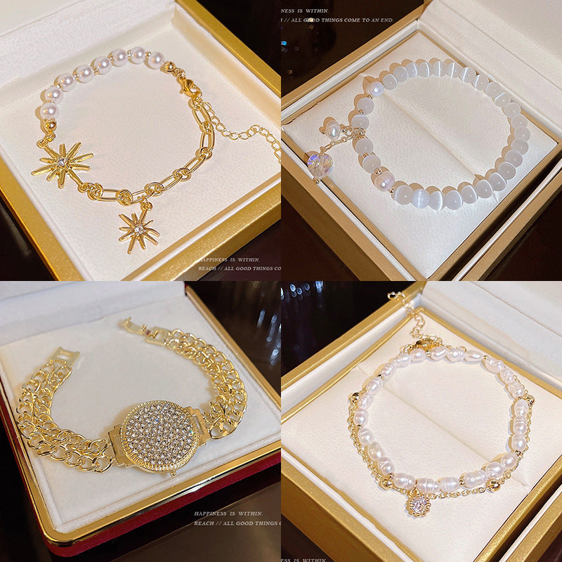 Korean Niche Design Temperament Opal Bracelet Female Ins Wind Net Red Temperament Retro Pearl Bracelet Wholesale