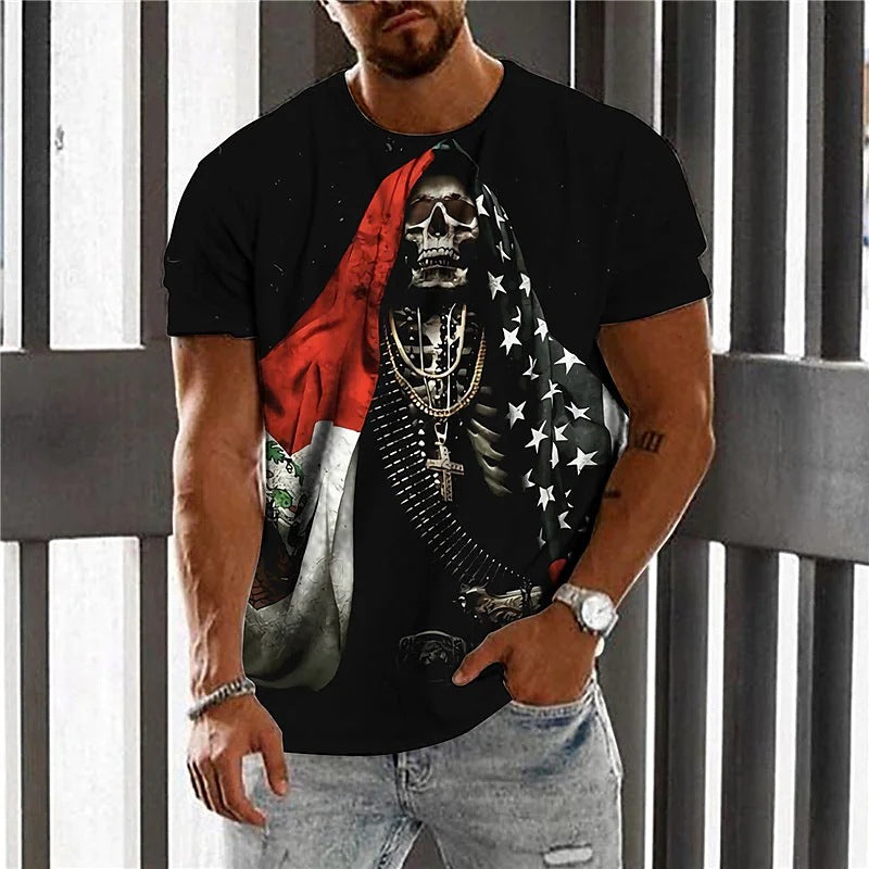 3D Animal Line Code Printing Men's Short Sleeve Cross-border Summer New Fashion T-Shirt