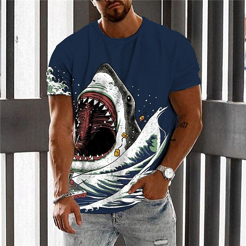 3D Animal Line Code Printing Men's Short Sleeve Cross-border Summer New Fashion T-Shirt