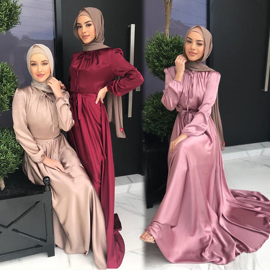 Spot XY006 Middle East Saudi Arabia Foreign Trade Cross-border Muslim Hui Solid Color Robe And Ankle Dress Abaya