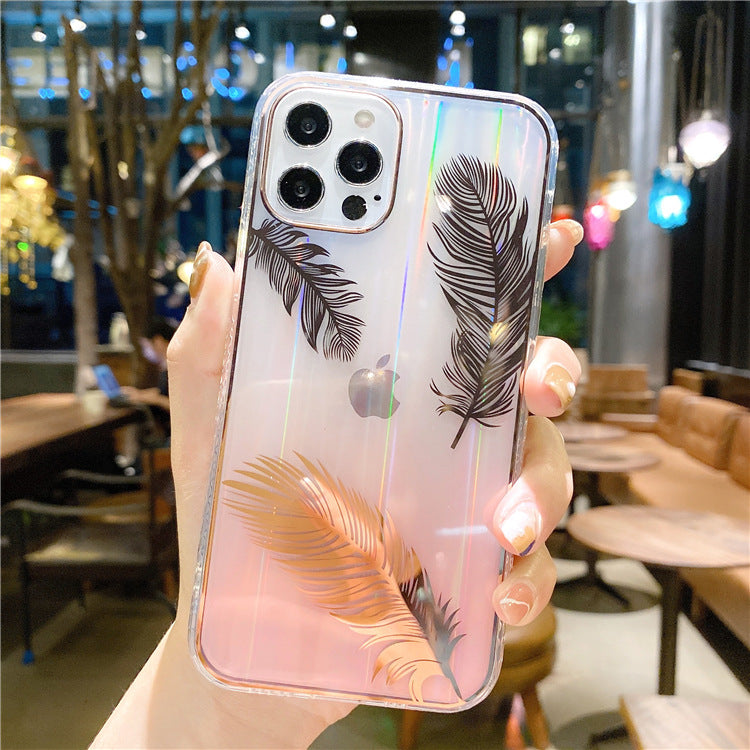 Aurora Feather Suitable For Apple 13 Mobile Phone Case IPhone 11 Gradient Color New 12Pro Max Foreign Trade New Style