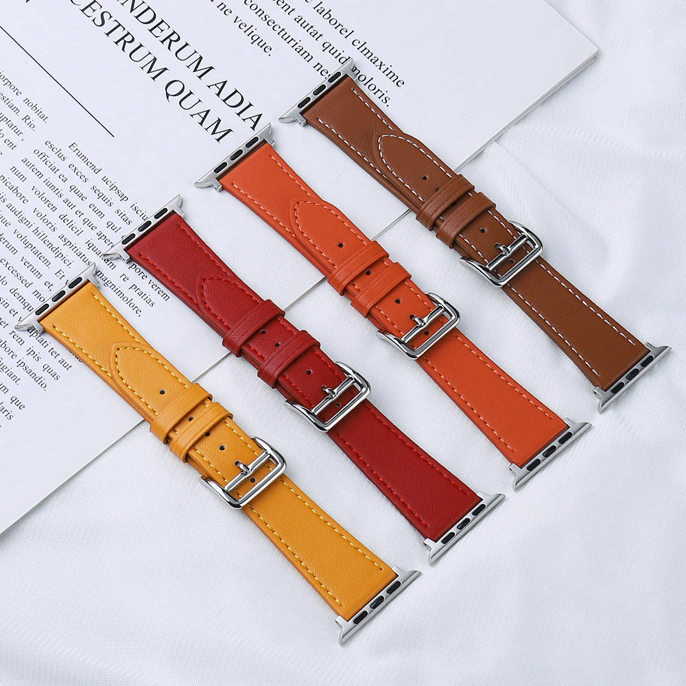 Suitable For Apple Apple Watch8 Hermes Leather Watch Strap Iwatch7 Business Microfiber Leather Strap