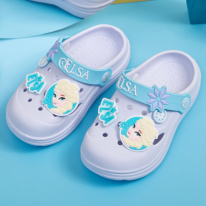 Disney Frozen Children's Hole Shoes Baby Indoor Home Non-slip Princess Aisha Cartoon Beach Shoes E