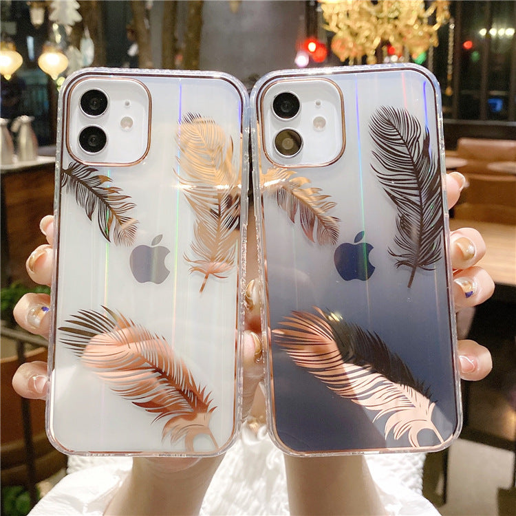 Aurora Feather Suitable For Apple 13 Mobile Phone Case IPhone 11 Gradient Color New 12Pro Max Foreign Trade New Style