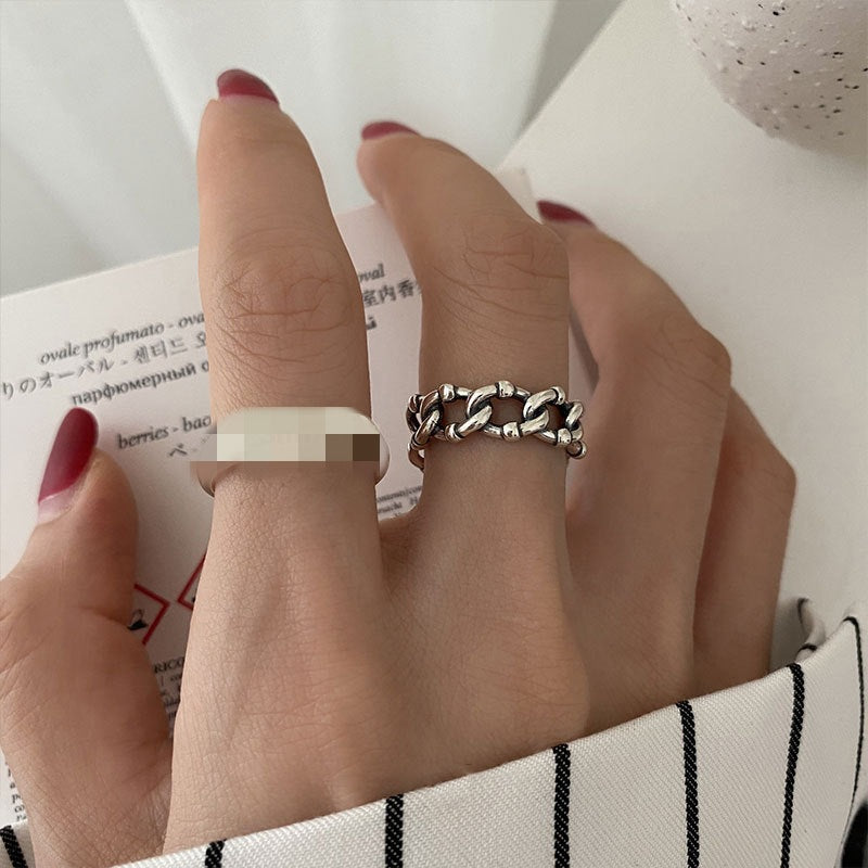 Ins Trend Retro Ring Ring Female Thai Silver Cold Wind Chain Simple Fashion 2022 New Korean Jewelry