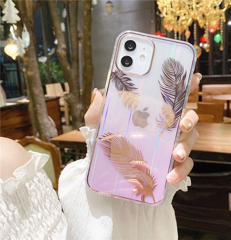 Aurora Feather Suitable For Apple 13 Mobile Phone Case IPhone 11 Gradient Color New 12Pro Max Foreign Trade New Style