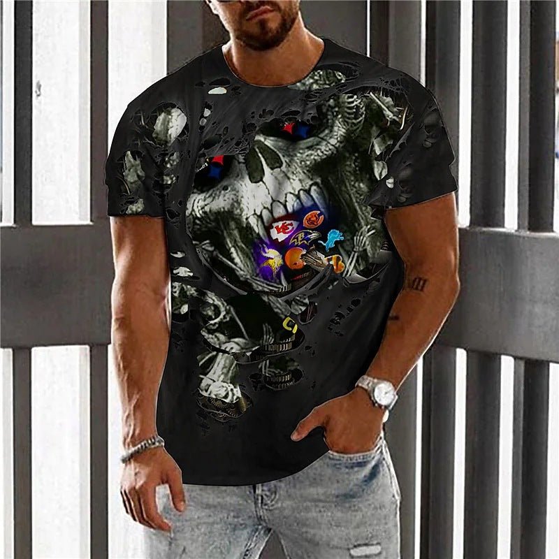 3D Animal Line Code Printing Men's Short Sleeve Cross-border Summer New Fashion T-Shirt