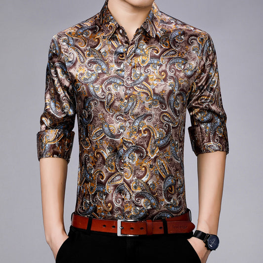 New mens silk shirt long sleeves